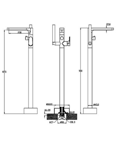 Смеситель для ванны Boheme Spectre 459-NB Никель