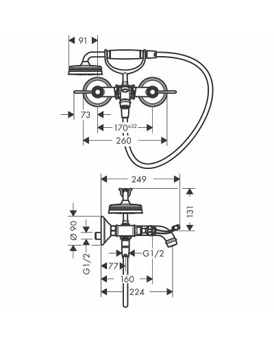 Смеситель для ванны Axor Montreux 16551820 Шлифованный никель