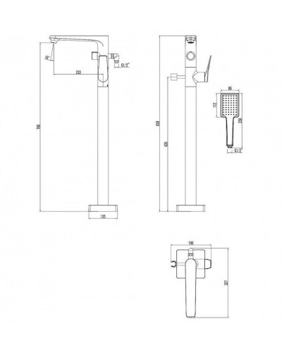 Смеситель для ванны Lemark Bronx LM3744BL Черный