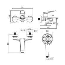 Смеситель для ванны Lemark Bronx LM3714BL Черный