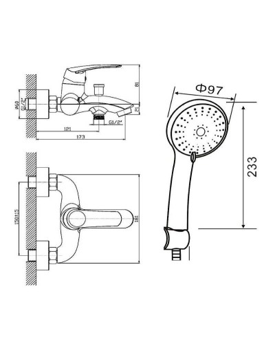 Смеситель для ванны Orange Alfi M18-300br Бронза