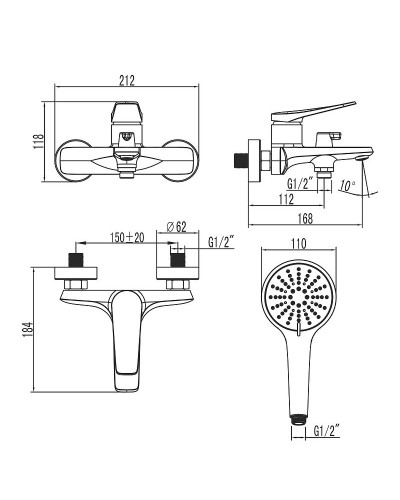 Смеситель для ванны Lemark Bronx LM3714GM Графит