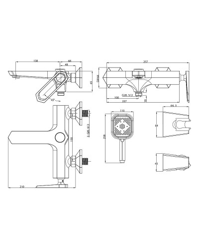 Смеситель для ванны Lemark Prizma LM3914C Хром