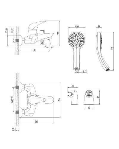 Смеситель для ванны Lemark Poseidon LM4214C Хром