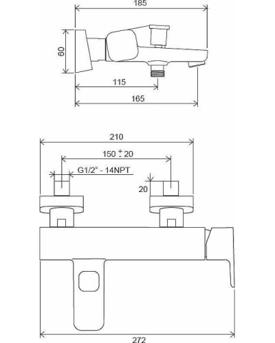 Смеситель для ванны Ravak 10° Free X070152 Черный матовый
