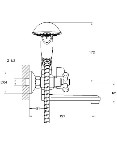 Смеситель для ванны G.Lauf QML3-A827