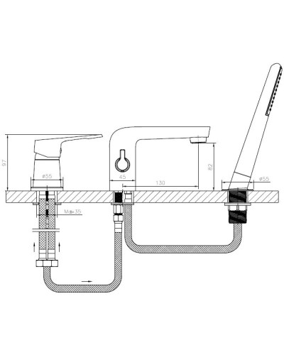 Смеситель на борт ванны Orange Berti M17-333cr