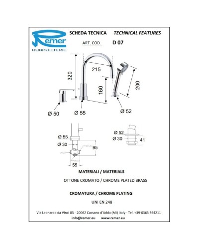 Смеситель на борт ванны Remer Dream D07