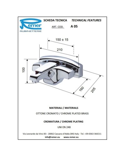 Смеситель для ванны Remer Atmos A05
