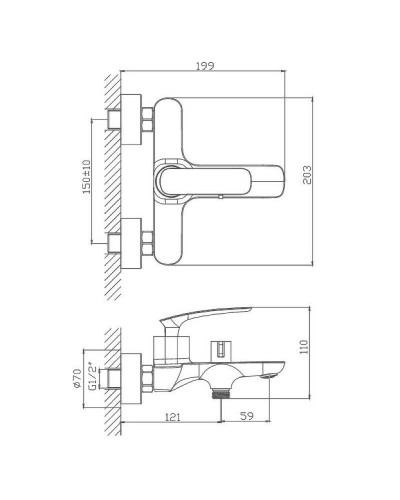 Смеситель для ванны Haiba HB60616 Хром