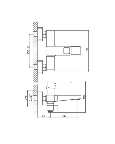 Смеситель для ванны Haiba HB60615 Хром