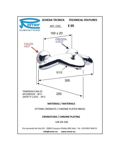 Термостат для ванны Remer Eagle E05