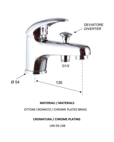 Смеситель на борт ванны Remer Giga G03