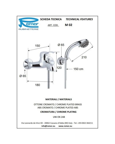 Смеситель для ванны Remer Musa M02