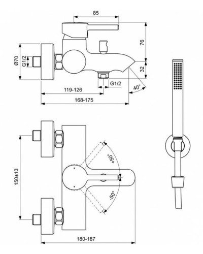 Смеситель для ванны Ideal Standard Ceraline BC270XG Черный шелк