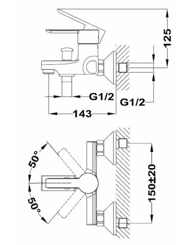 Смеситель для ванны Teka Petra 811216200 Хром