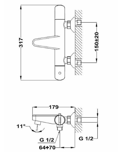 Смеситель для ванны Teka Mallorca 321916200 с термостатом Хром