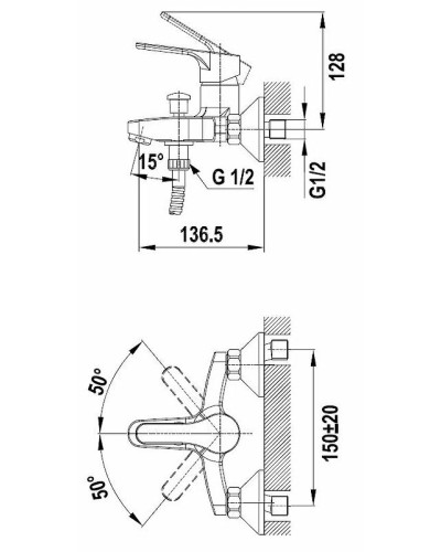 Смеситель для ванны Teka Salina 271216200 Хром