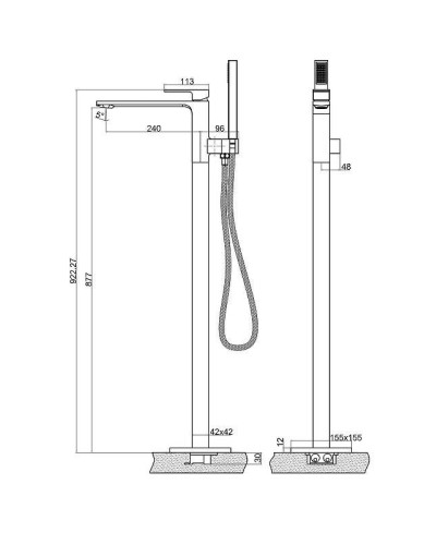 Смеситель для ванны BelBagno Luce LUC-FMT-NERO Черный матовый
