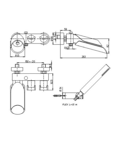 Смеситель для ванны Paini Morgana 73OP105VRKM