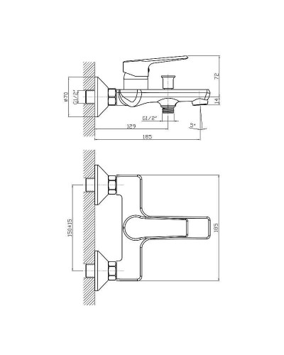 Смеситель для ванны Koller Pool Edge ED0100 Хром
