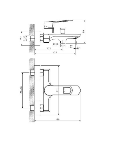 Смеситель для ванны Koller Pool Grace GR0100 Хром