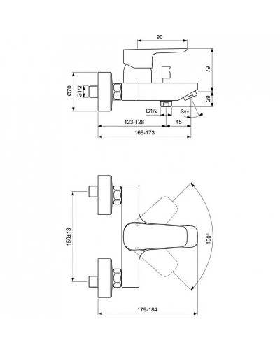 Смеситель для ванны Ideal Standard Ceraplan III B0718AA Хром