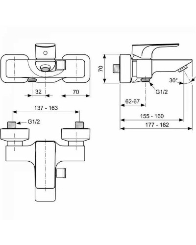 Смеситель для ванны Ideal Standard Strada A5848AA Хром