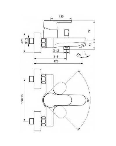 Смеситель для ванны Ideal Standard Vito B0412AA Хром