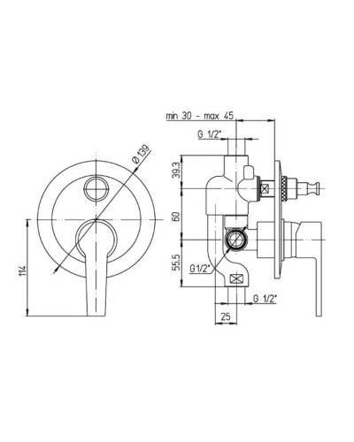 Смеситель для ванны Paini Le Mans 90CR6912SKM