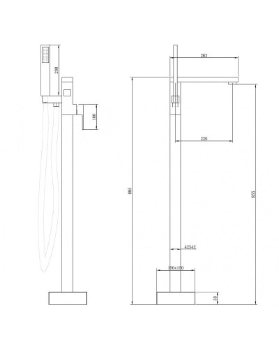 Смеситель для ванны Abber Daheim AF8215B Черный матовый
