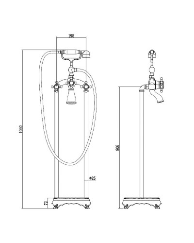 Смеситель для ванны Abber Klassik AF8415G Золото