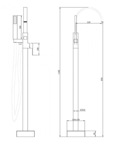 Смеситель для ванны Abber Wasserfall AF8615 Хром