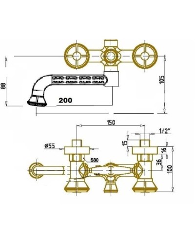 Смеситель для ванны Bronze De Luxe Royal 10119Р