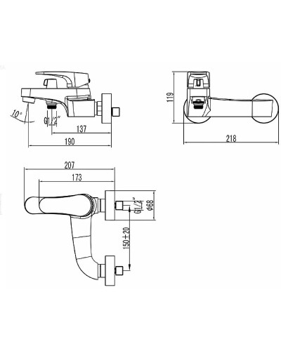 Смеситель для ванны Lemark Shift LM4334C Хром