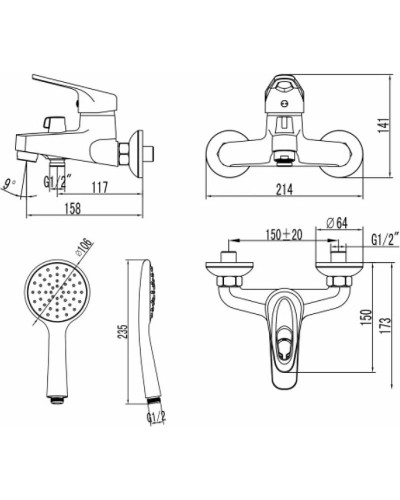 Смеситель для ванны Lemark Luna LM4134C Хром