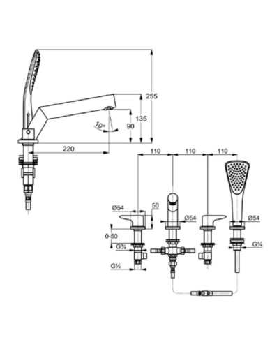 Смеситель на борт ванны Kludi Objekta 324250575