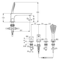 Смеситель на борт ванны Kludi Ameo 414240530