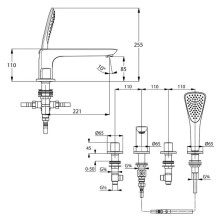 Смеситель на борт ванны Kludi Ameo 414240530