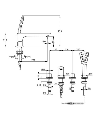 Смеситель на борт ванны Kludi Ameo 414240530
