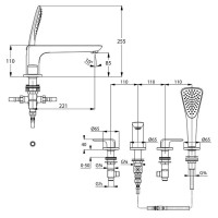 Смеситель на борт ванны Kludi Ameo 414240575