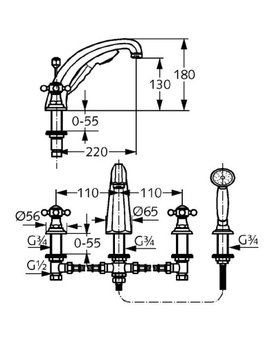 Смеситель на борт ванны Kludi Adlon 515244520