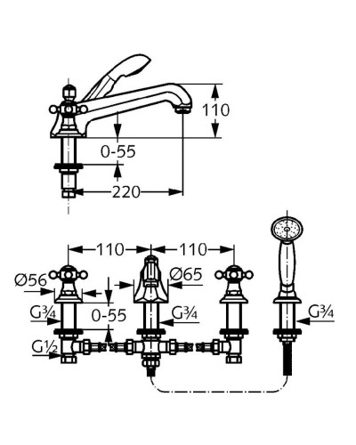 Смеситель на борт ванны Kludi Adlon 515254520