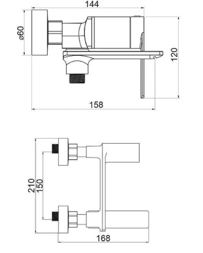 Смеситель для ванны Orange Berni M09-100b Черный матовый