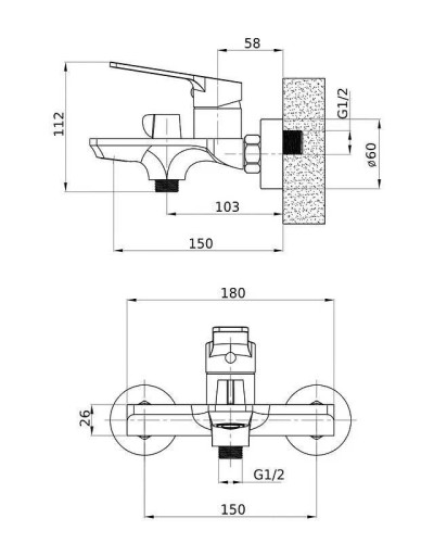 Смеситель для ванны Orange Flat M12-100cr Хром