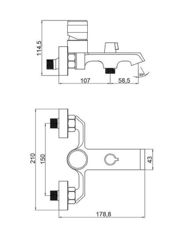 Смеситель для ванны Orange Sole M03-100cr Хром