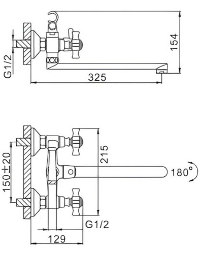 Смеситель для ванны Frap H24 F2124 универсальный Хром