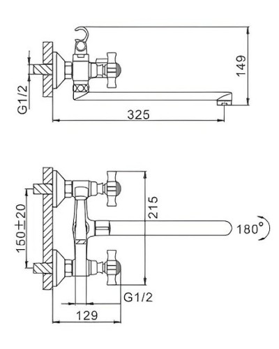 Смеситель для ванны Frap H24 F2224 универсальный Хром