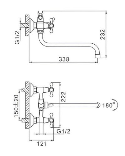 Смеситель для ванны Frap H09 F2209 универсальный Хром