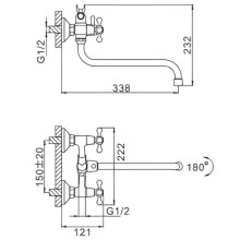 Смеситель для ванны Frap H09 F2209-2 универсальный Хром